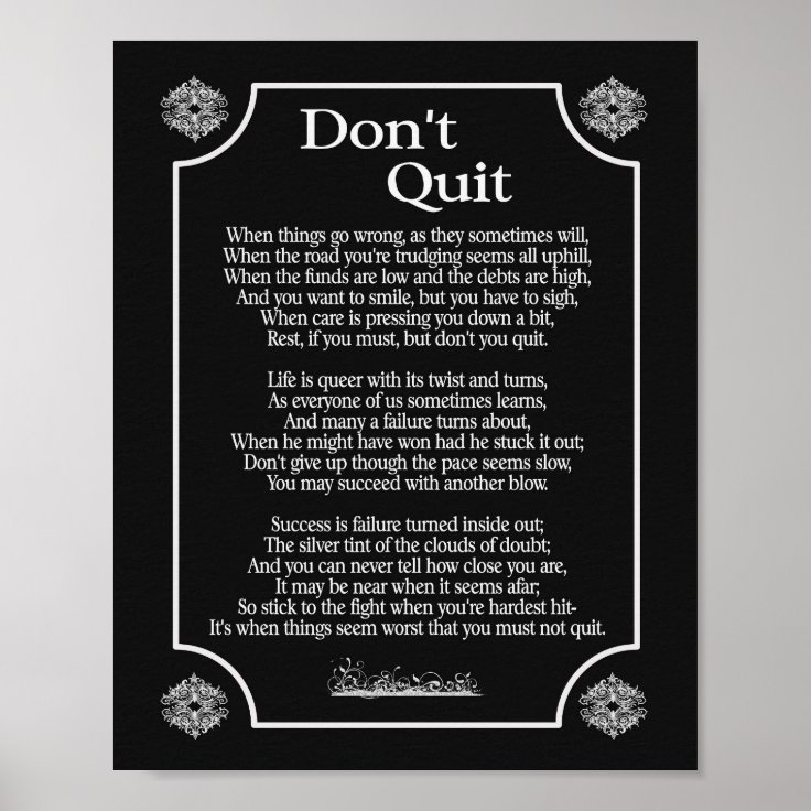 Don't Quit Poem -- 8 x 10 print | Zazzle