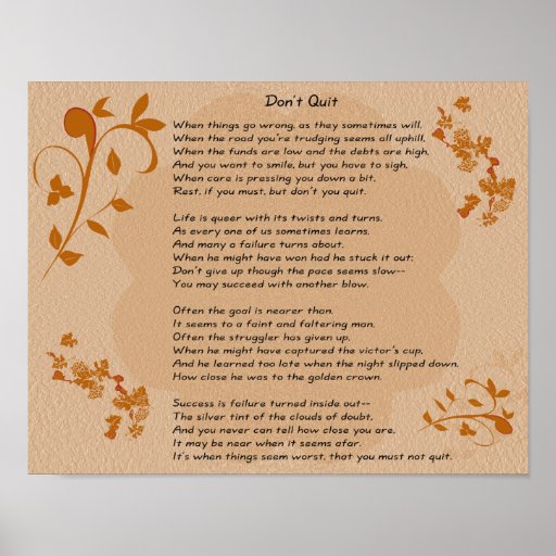 Don't Quit Poem - art print | Zazzle