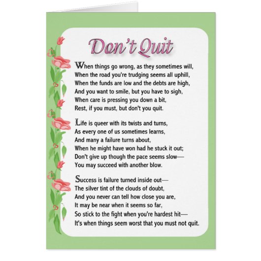 Don't Quit Poem Cards (Front)