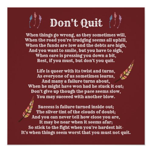 Don't Quit Poem --- large poster print | Gabriel Angel Design