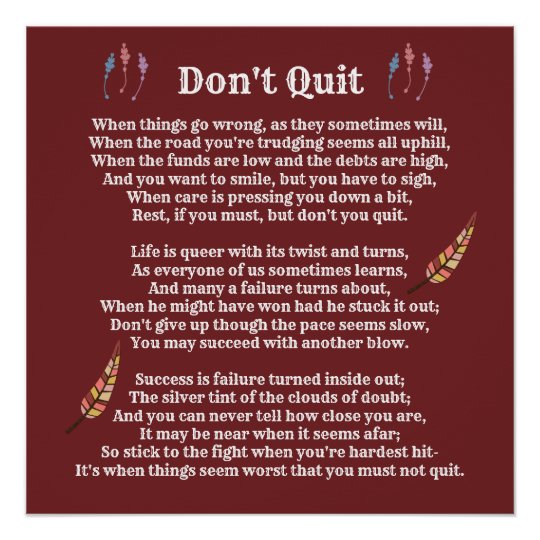 Don't Quit Poem --- large poster print | Zazzle.com