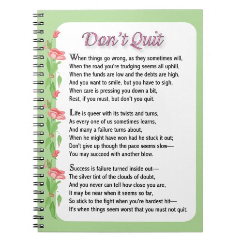 Dont Quit Poem Notebook