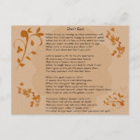 Don't Quit poem - postcard