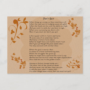 Don't Quit poem - postcard
