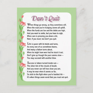 Don't Quit Poem Postcard