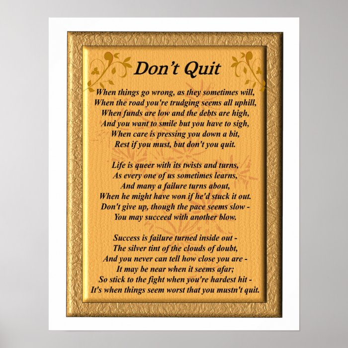 you week off. dont quit.