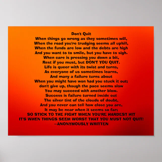 Don't Quit Poster | Zazzle
