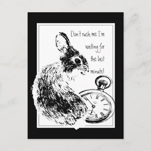 Dont Rush Me Last Minute Late Fun Rabbit Postcard