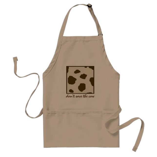 Don't SAVE THE COW brown Adult Apron (Front)