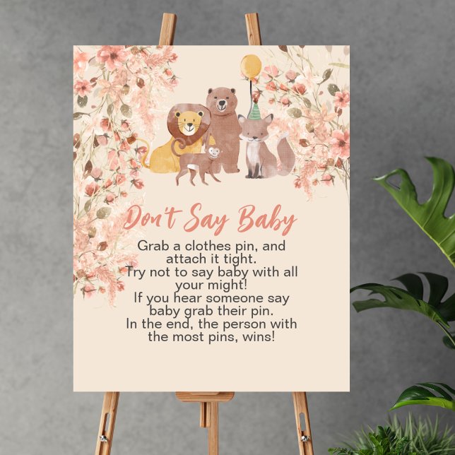 Don't say baby boho safari pink pampas grass poster (Creator Uploaded)