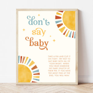 Don't Say Baby Boho Sun Baby Shower Game Sign