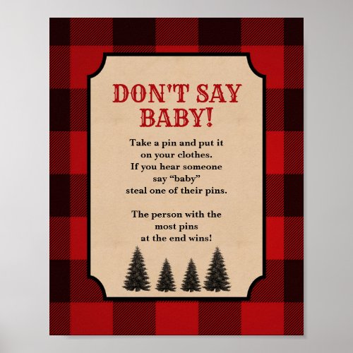 Dont Say Baby Diaper Pin Lumberjack Sign