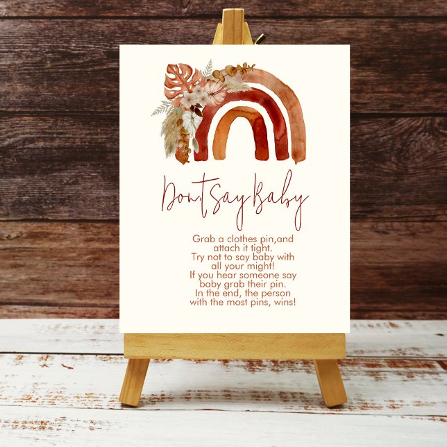 Don't say baby earth tone boho watercolor rainbow poster (Creator Uploaded)