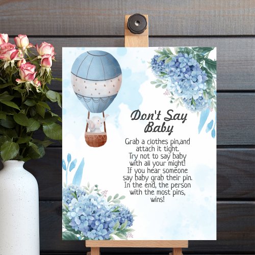 Dont say baby Elephant Hot Air Balloon Hydrangea Poster