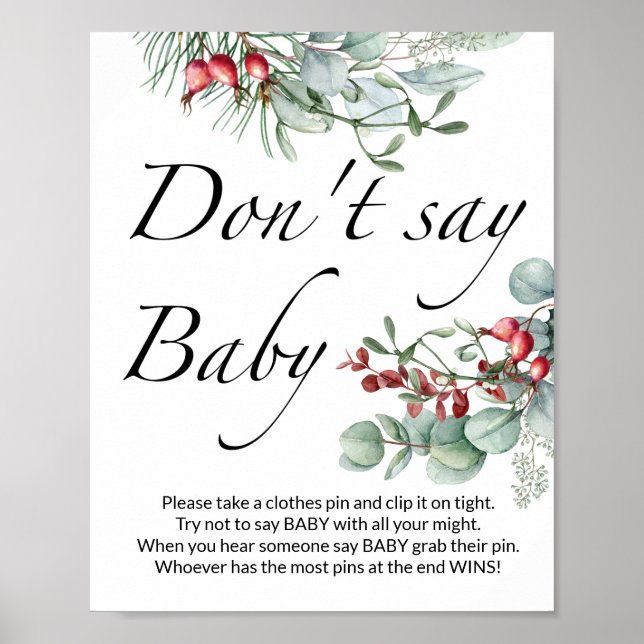  Don't say baby Evergreen baby shower Poster (Front)