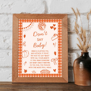 Don't Say Baby! Fun Baby Shower Game Sign