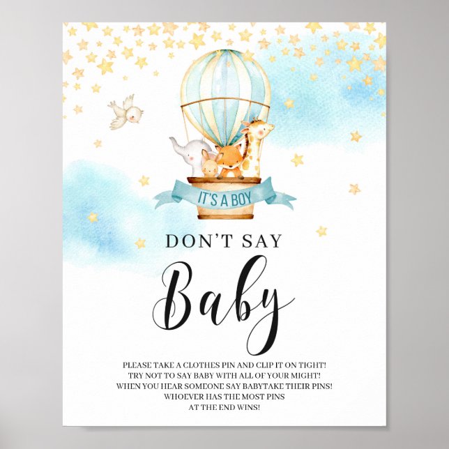 Don't say baby game sign hot air balloon animals (Front)