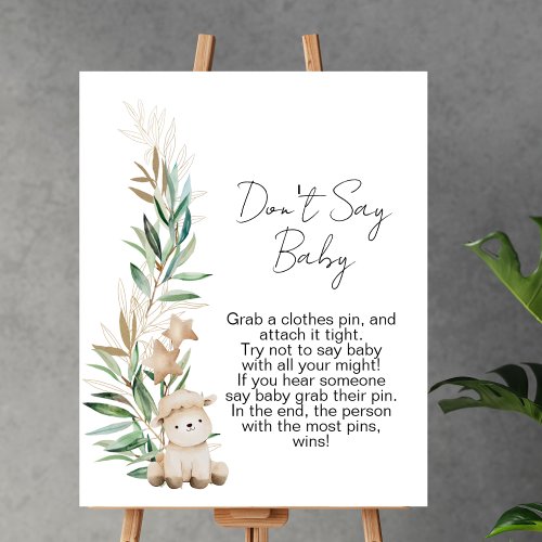 Dont say baby game sweet little lamb greenery poster