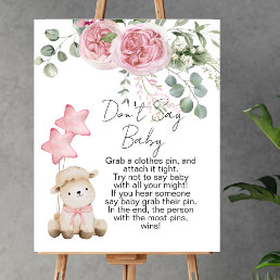 Don&#39;t say baby game sweet little lamb pink roses poster