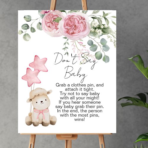 Dont say baby game sweet little lamb pink roses poster