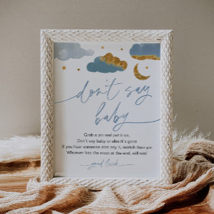 Don't Say Baby Game Twinkle Star Baby Shower Boy Poster