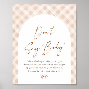 Don't Say Baby Gingham Cutie Pie Baby Shower Sign