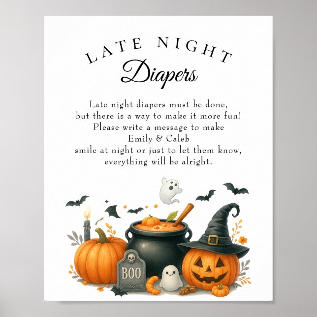 "Don't Say Baby" Halloween Baby Shower Game Poster (Front)