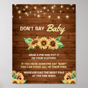 Don't Say Baby Pin Game Fall Rustic Neutral Shower Poster