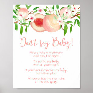 Don't say Baby Pins Activity Game for Shower Poster