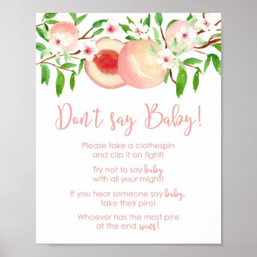 Dont say Baby Pins Activity Game for Shower Poster