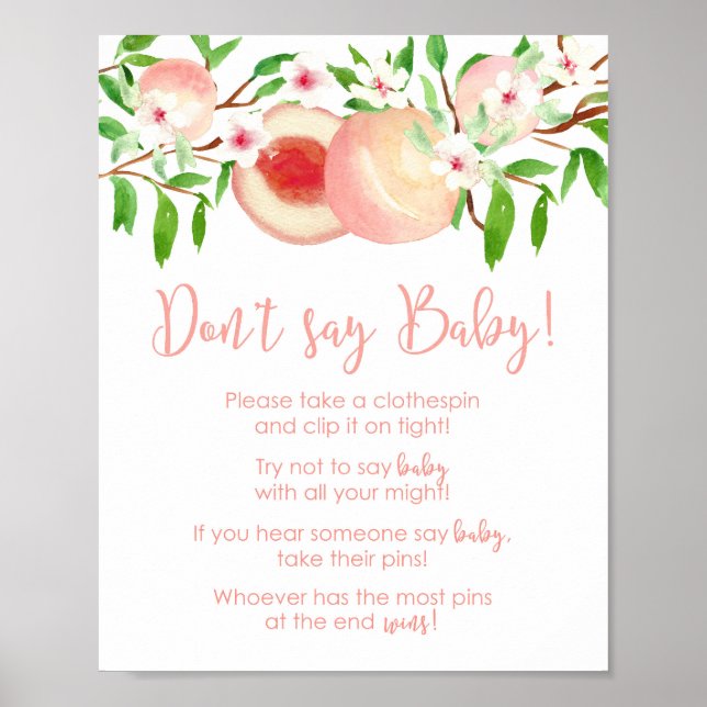 Don't say Baby Pins Activity Game for Shower Poster (Front)