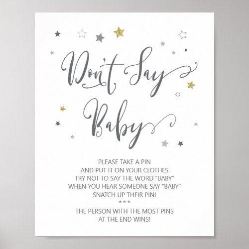 Dont say baby poster  Gender Neutral Baby Shower