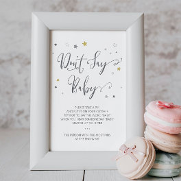 Don't say baby poster   Gender Neutral Baby Shower