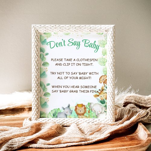 Dont Say Baby Safari Animal Theme Game Sign