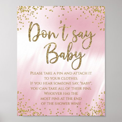 Dont Say Baby Shower Game Poster