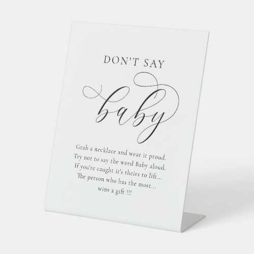 Dont say baby shower game simple minimalist pedestal sign