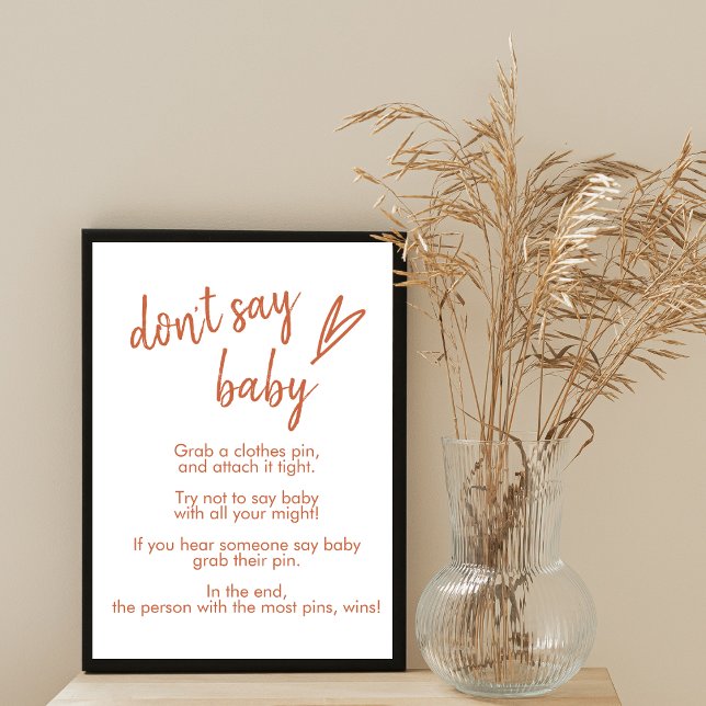 Don't say baby sign boho cute heart terracotta (Creator Uploaded)