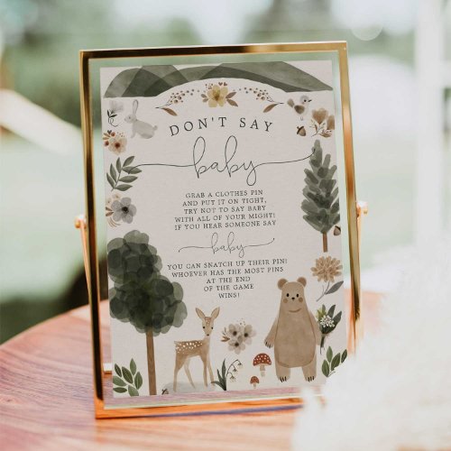 Dont Say Baby Sign Boho Woodland Baby Shower Game