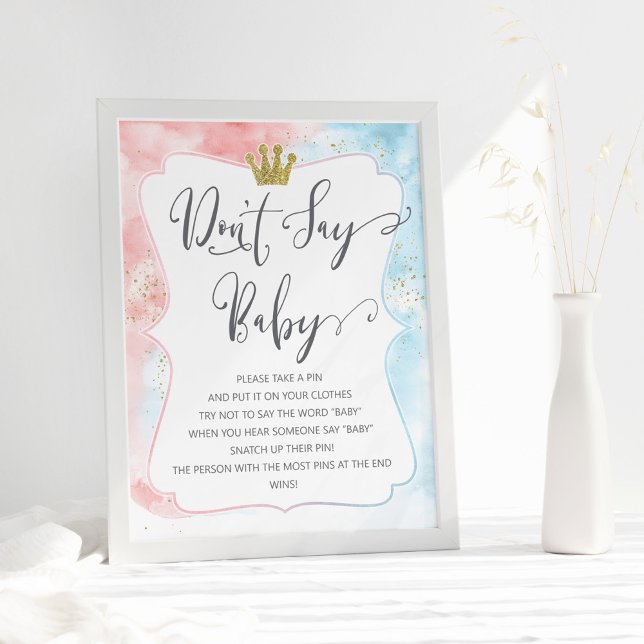 "Don't say baby" Sign, Gender Reveal Trendy Poster (Creator Uploaded)