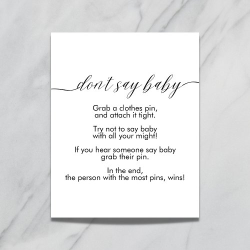 Dont say baby sign modern minimalist simple 