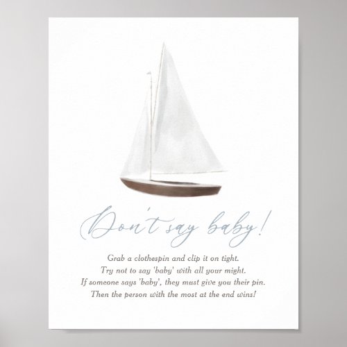 Dont Say Baby Sign Nautical Sailboat Baby Shower