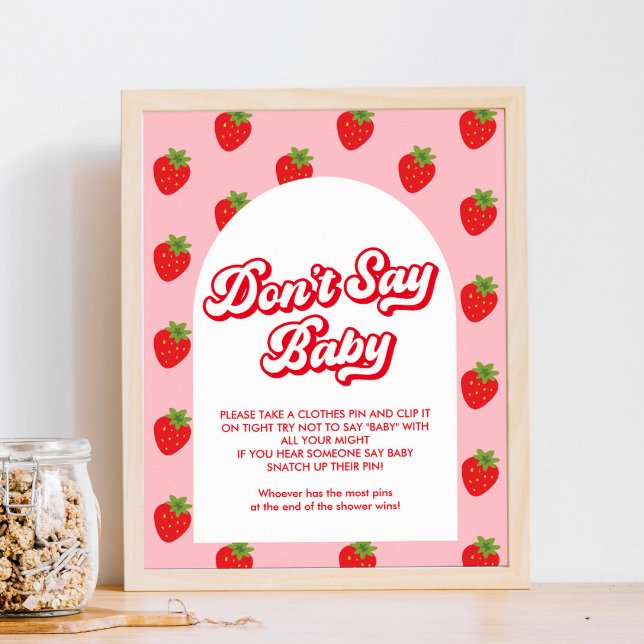  Don't Say Baby Strawberry Baby Shower Game Poster (Creator Uploaded)