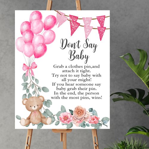 Dont say baby Sweet Baby Girl Balloon Eucalyptus Poster