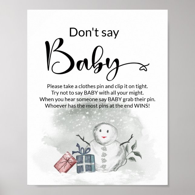  Don't say baby winter baby shower poster. Poster (Front)