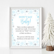 Don't Say Baby Winter Blue Shower Game Sign
