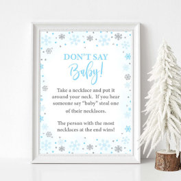Don't Say Baby Winter Blue Shower Game Sign