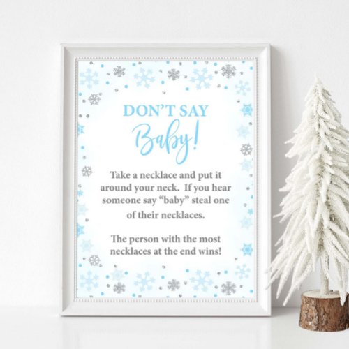 Dont Say Baby Winter Blue Shower Game Sign