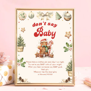 Don't Say Baby Winter Christmas Baby Shower Game Poster