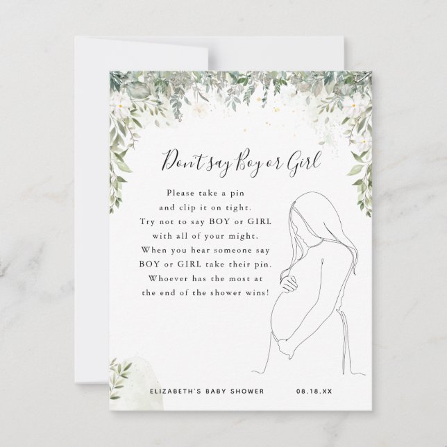 Don't Say Boy Or Girl | Baby Shower Game (Front)