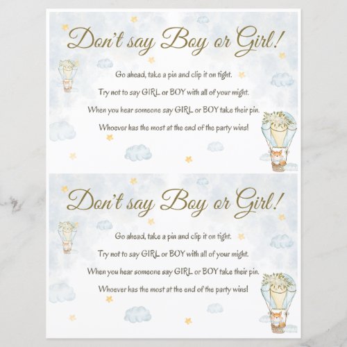 Dont Say BOY or GIRL Baby Shower Game